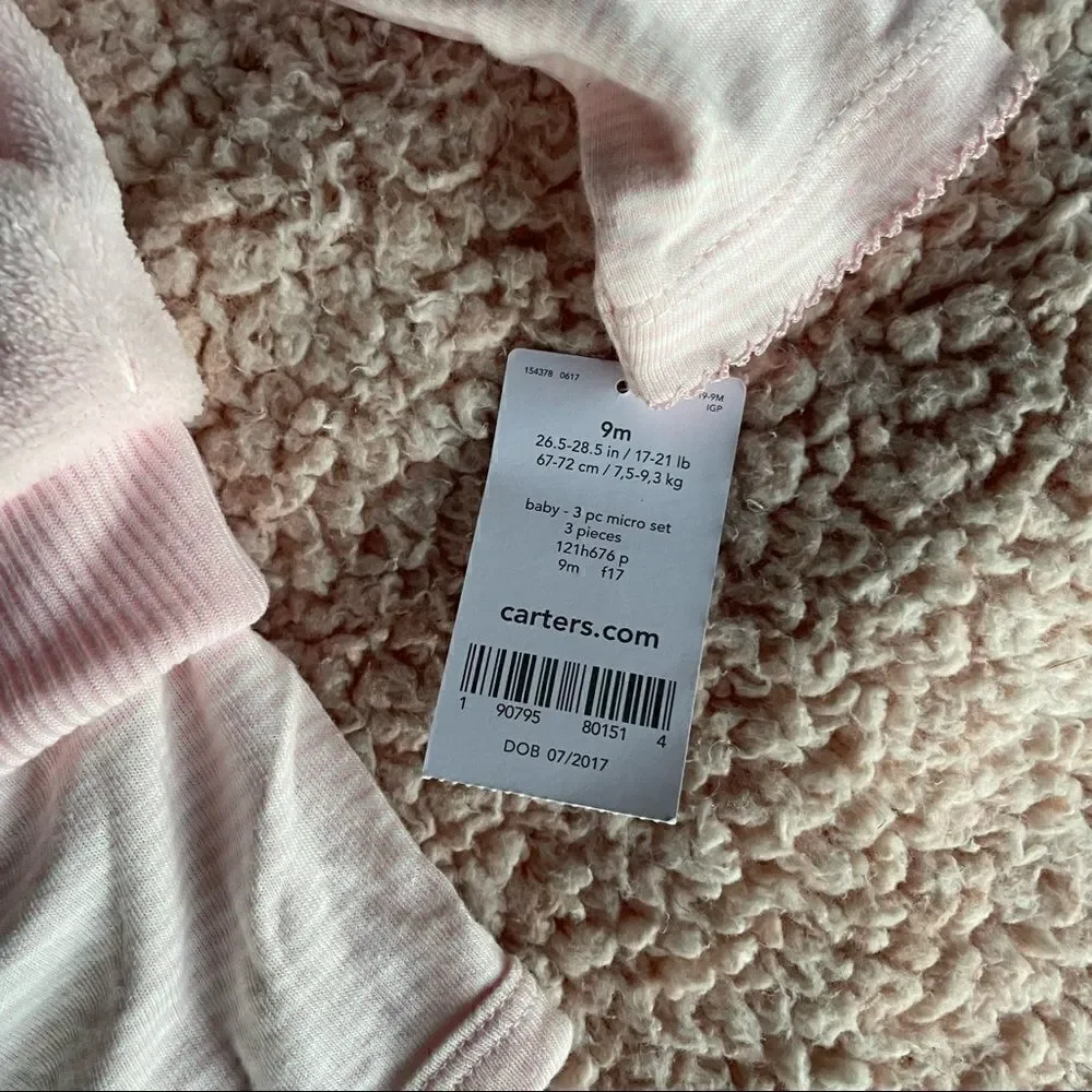 Nwt Carter's 3 piece 9month vest one piece pant set